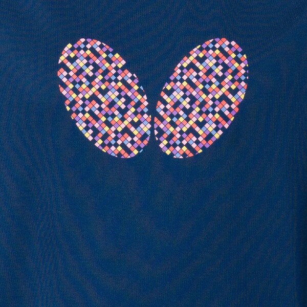 Butterfly Maltil T-Shirt - Navy-Pink - Chest - Logo